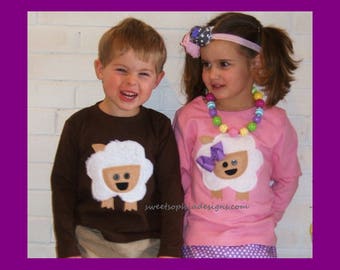 Lamb Shirt, Lamp appliqué Shirt for Girl or Boy - Infant Toddler Youth Sizes - Easter Clothing - Buy 3 Listings Get 2 FREE
