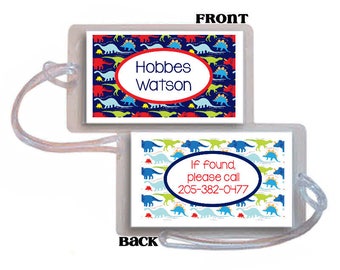 School Backpack Tag, Luggage tag, Diaper Bag, Kids backpack tag, Back to school, School bag tag, ID bag tag, boy bag tag, Dinosaur Bag Tag