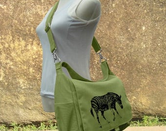On Sale 20% off Screen print messenger bag, red canvas shoulder bag, diaper pag, school bag for students