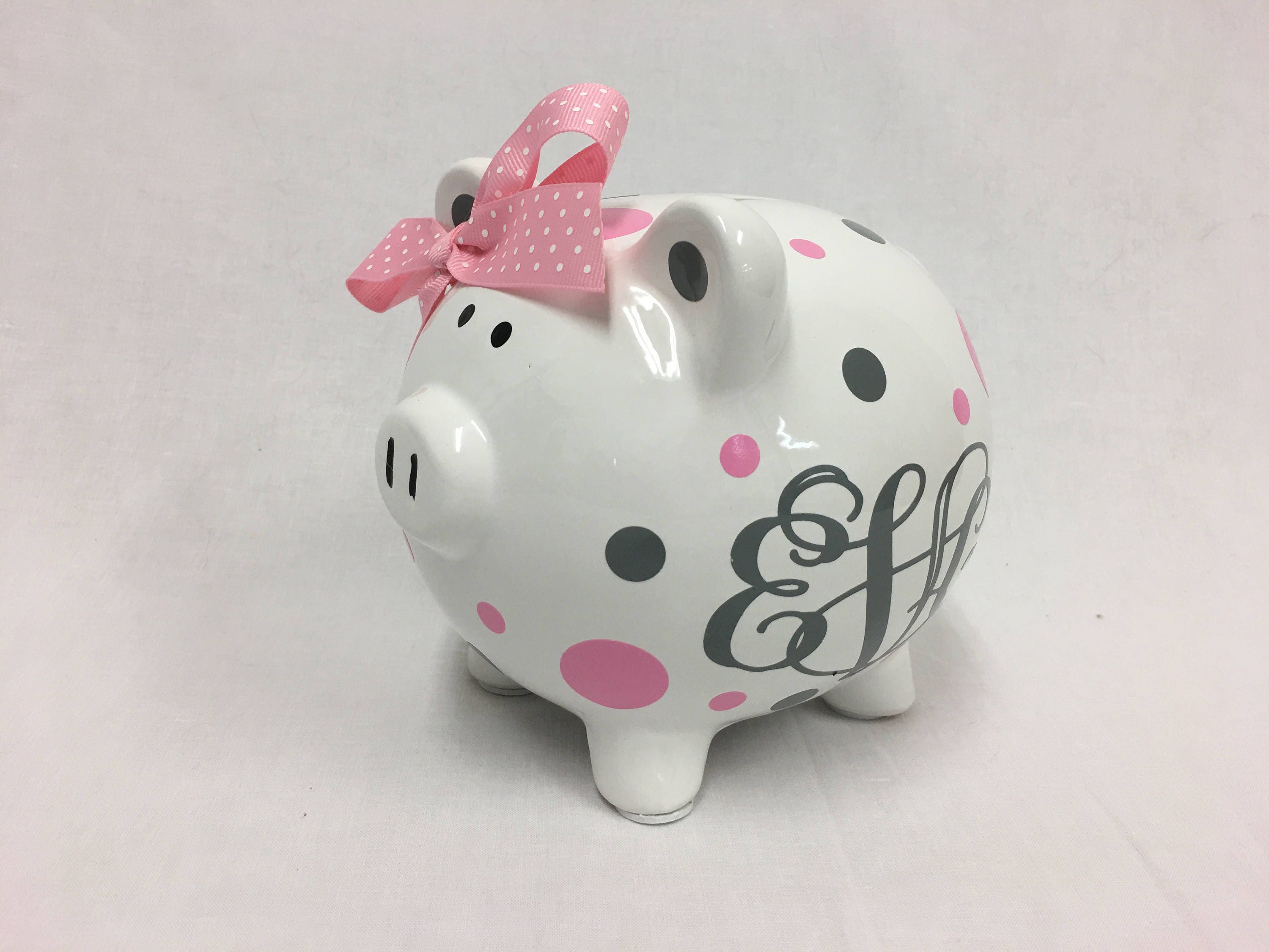 Personalized ceramic Piggy Bank baby shower gift nursery