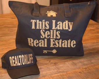This Lady Sells Real Estate Glitter Bag