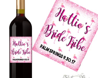 Flamingo wine label | Etsy