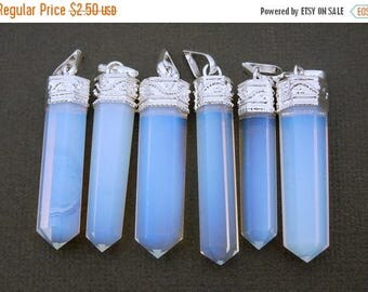 15% off Xmas in July Opalite Pendant Silver plated Bail-- Pencil Point Pendant (S27B17-01)