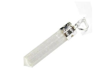 10% off Labor Day Selenite Pendant with Silver Plated Bail-- Pencil Point Pendant (S34B18b-06)