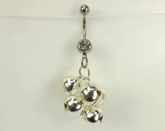 Bells Belly Ring navel ring with bells belly button jewelry body jewelry curved barbell navel ring bells body jewelry