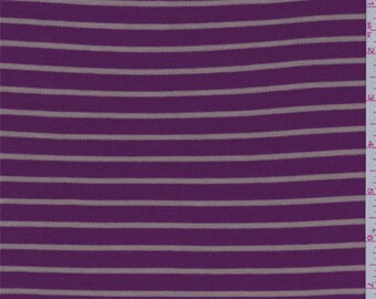 Magenta/Tan Stripe Baby Rib Knit, Fabric By The Yard