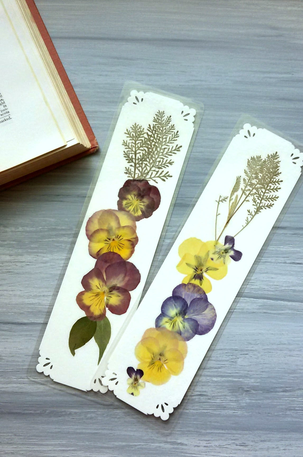 PRESSED FLOWER Bookmarks Set of Two Natural Pressed Flower