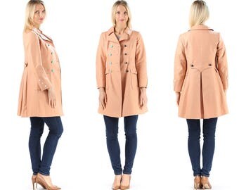 Mini Trench Coat Salmon Pink Topcoat Long Spring Jacket Vintage 90s Duster Girlfriend Wear Ladies Mini Trench Coat Salmon Pink Topcoat Long Spring Jacket Vintage 90s Duster Girlfriend Wear Ladies