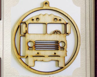 School Bus Ornament - Laser Cut Wood