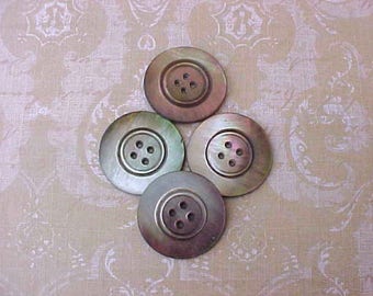 4 Pretty Carved Abalone Victorian Shell Buttons