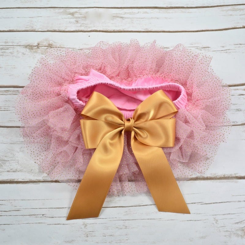 Baby Bloomer Outfit Baby Tutu Pink and Gold Newborn