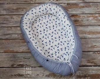 SALE: Baby nest, baby lounger, baby change pad, reversible, swallows