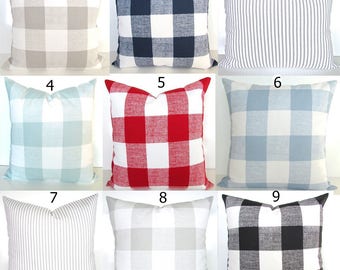 BUFFALO CHECK PILLOW Covers Blue Buffalo Check Throw Pillows Tan Pillows Red Plaid Pillow Covers 16 18x18 20 Gray Pillows Black Pillow