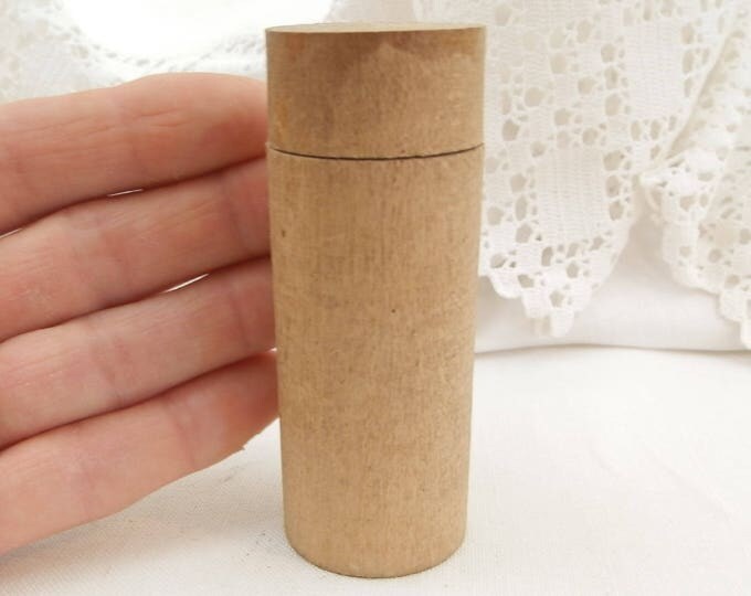 Cylindrical Turned Wooden Pill Box, French Vintage Box Made of Wood, Rustic Brocante Decor