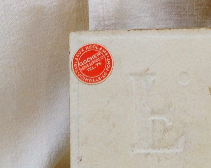 Vintage 1940s Blue and White Cognac Promotional Sign from France Cognac F Nicot, French Publicity Advertising Barmania