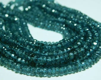 AAA Rare Teal Blue Moss Kyanite Micro Cut Rondelles- 17"Strand -Stones measure- 3-5mm