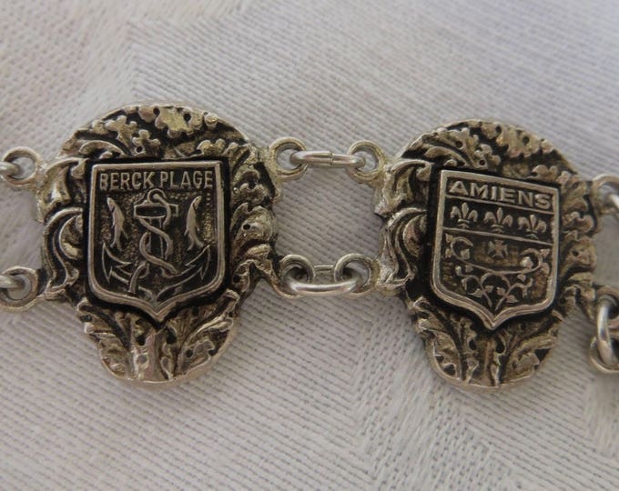 French Souvenir Bracelet, Provincial Towns, Vintage French Jewelry, French Link Bracelet