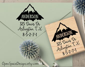 Mountain Address Stamp, Outdoor Return Address Stamp, Travel Address Stamp, Mountain Stamp, Stationary Stamp 160