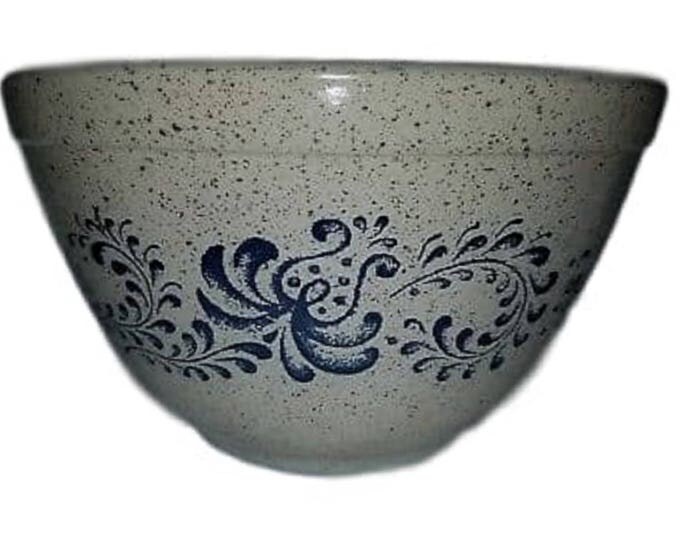 PYREX Mixing BOWL #402, Vintage Ceramic Bowl, HOMESTEAD 1-1/2 Quart Tan Blue, 7 Inches