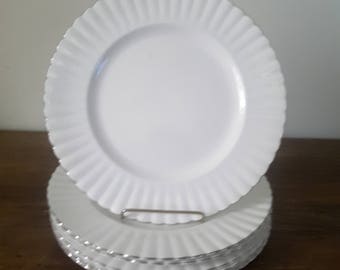 Vintage Royal Albert Chantilly Platinum Dinner Plates Set of 6 Elegant Shabby Chic