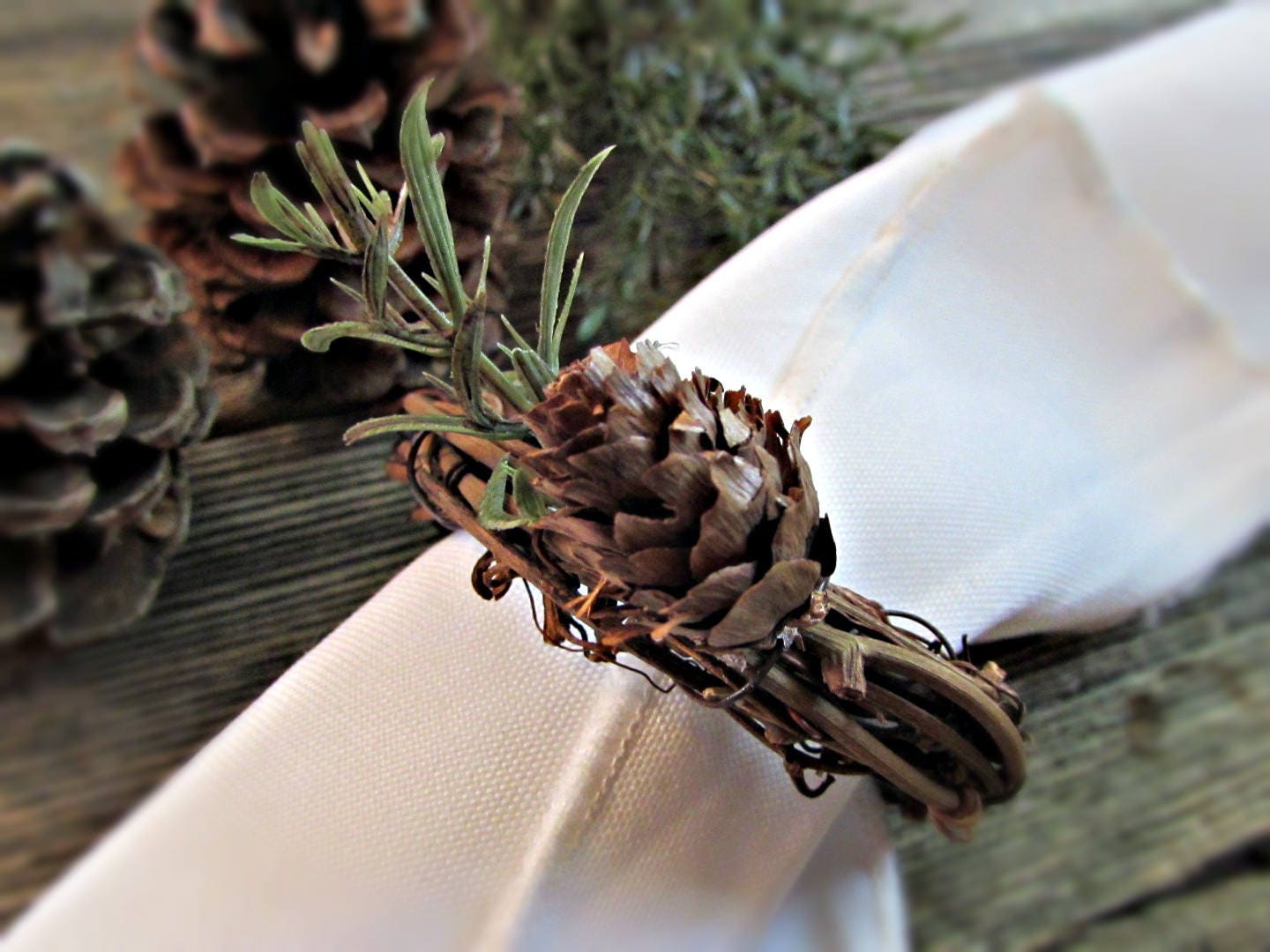 Pine Cone Napkin Rings Christmas Napkin Rings Rustic