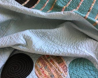 Handmade lap quilt, modern quilt, boutique quilt, made in Canada