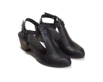 Black Heels, Womens Shoes, Black Shoes, Leather Shoes, Summer Shoes, Chunky Heels, Free Shipping