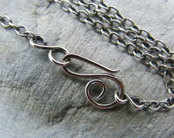 Sterling silver chain ~ Silver necklace ~ Antique silver trace chain ~ Jewellery making supplies ~ Handmade clasp ~ Fine silver chain ~