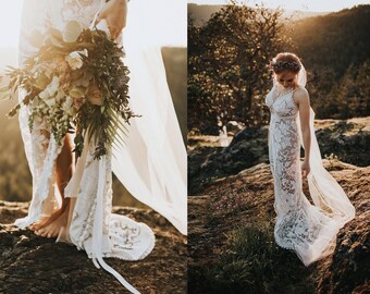 Gorgeous ivory wrap gown, wedding dress, prom or grad dress made to order