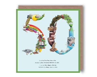 50th Birthday Card , 50th Card,Birthday cards, Birthday 50 Card, Age 50 Card, Age Cards, Number 50 Card, 50th Anniversary Card Golden
