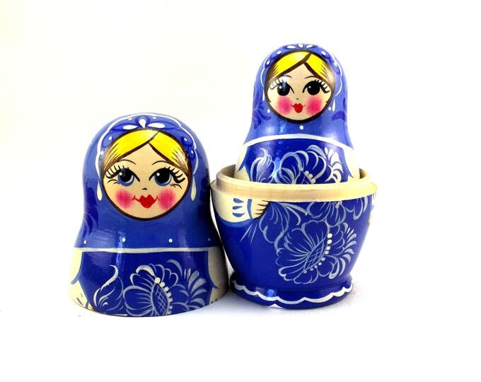 Nesting Dolls 6 pcs Russian matryoshka Babushka doll for kids set Wooden stacking authentic genuine toys Birthday gift for mom Gzhel