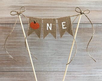PUMPKIN Burlap Cake Banner Topper. 1st Birthday Burlap Cake Banner. One Cake Banner.