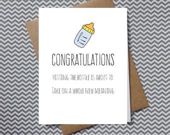 pregnancy congratulations, pregnancy card, funny pregnancy, having a baby card, card for new mom, hitting the bottle