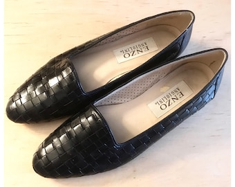 Fab shoes by Enzo Angiolini, Woven flats made in Brazil, Brazillian Leather, Vintage Woven Leather Flats, 7N