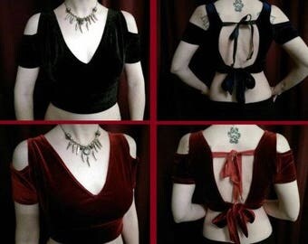 Custom velvet choli choose your size and colour ats tribal fusion dance top handmade