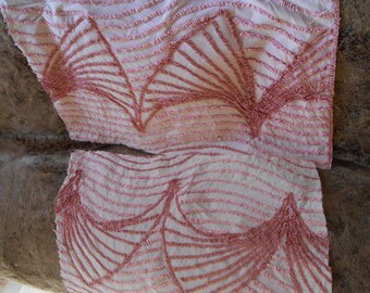 2 Pieces Vintage Pink Chenille Fabric