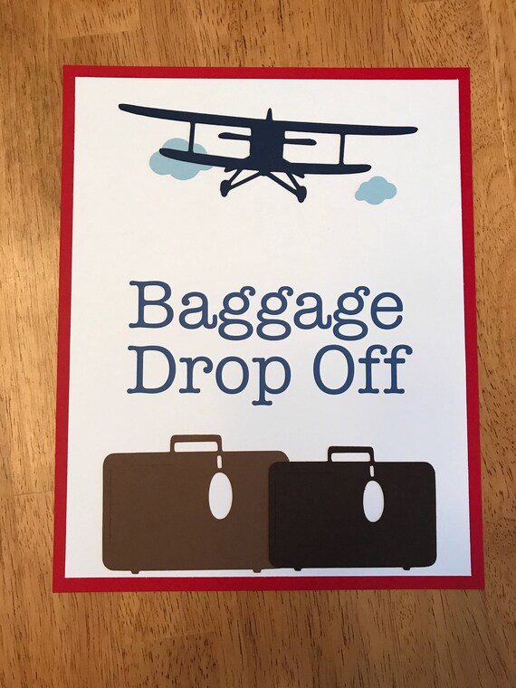 Baggage Drop Off Sign Vintage Airplane Party Decorations