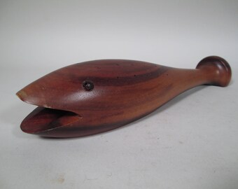 Danish Modern Mid Century Wood Whale Appetizer Toothpick Holder Kay Bojesen Era