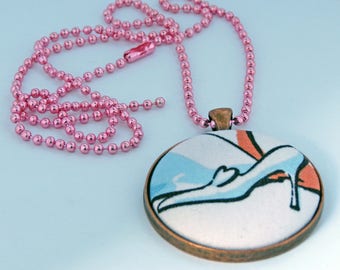 Vintage Style Cinderella Slipper Fabric Pendant