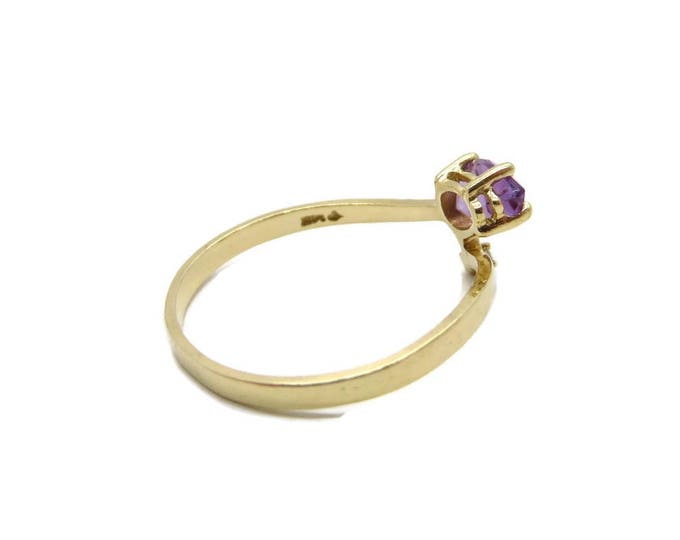 14K Gold Ring, Amethyst & Diamond Ring, 0.25 Carat, Vintage Engagement Ring, February Birthstone, Size 6