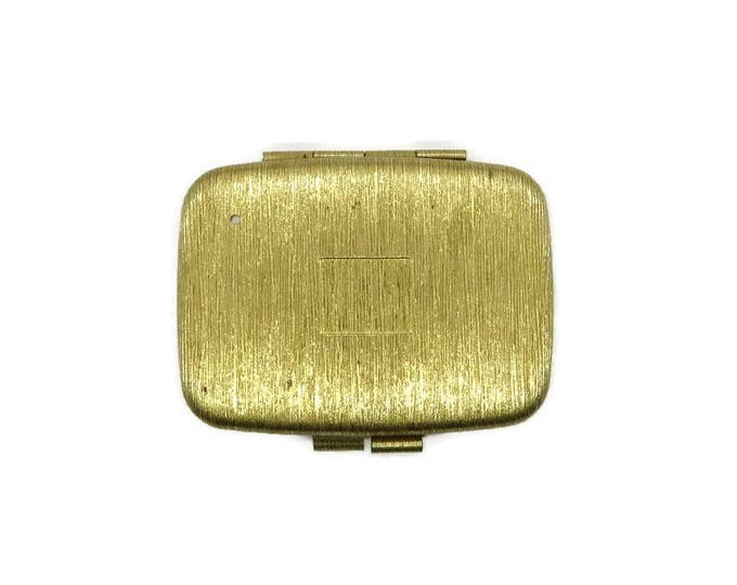 Vintage Compact - Gold Tone Rhinestone Compact, Rectangular Makeup Mirrored Powder Compact