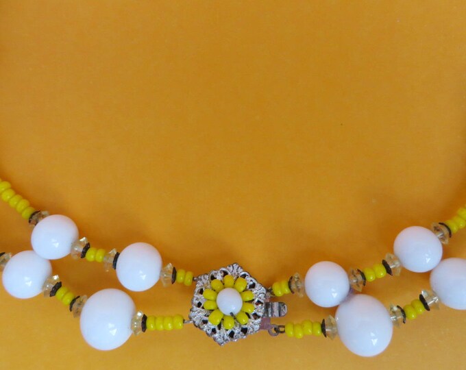 Miriam Haskell Necklace, Vintage Crystal, Milk Glass, Double Strand Necklace Signed Designer Jewelry, Gift Idea, Gift Boxed Miriam Haskell Necklace, Vintage Crystal, Milk Glass, Double Strand Necklace Signed Designer Jewelry, Gift Idea, Gift Boxed