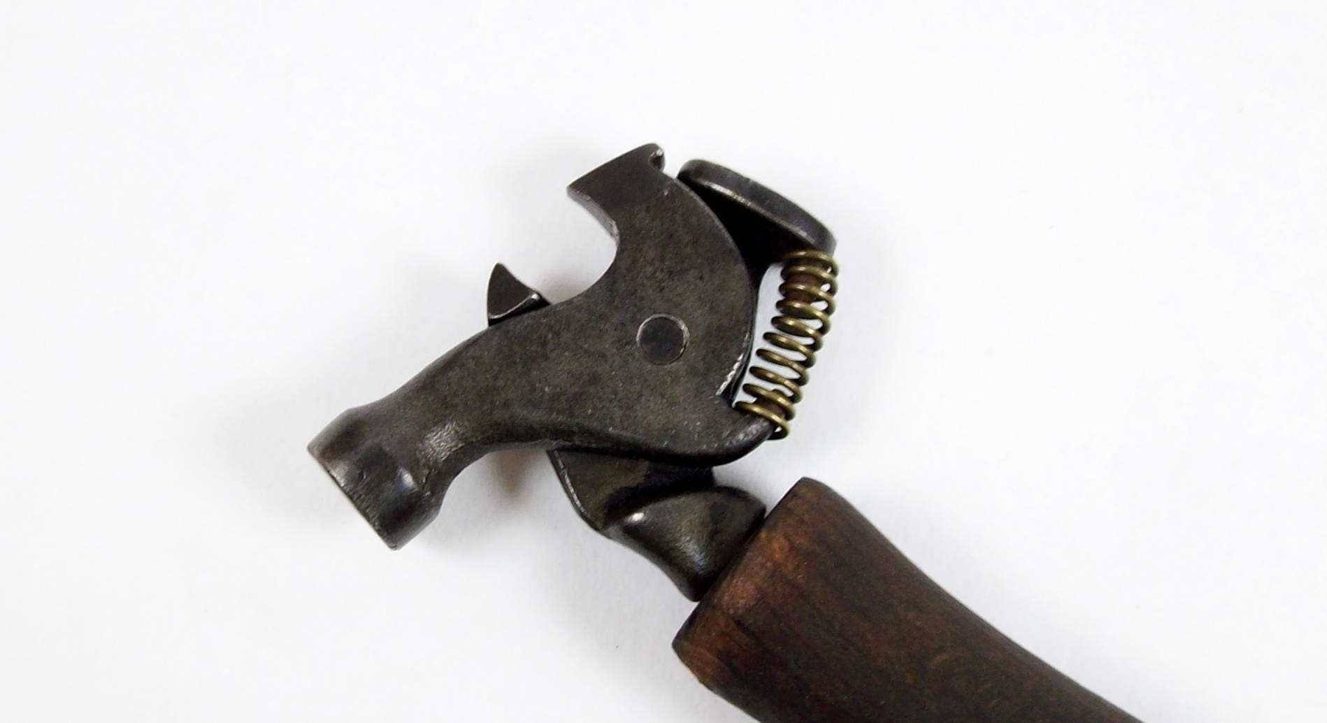 Vintage Tack Hammer Spring Loaded Tack Puller Wood Handle 6" Double