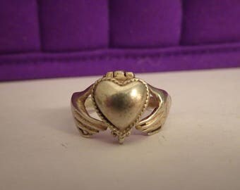 Silver Claddaugh Poison Ring - size 10 1/2