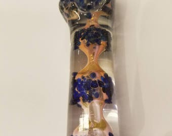 Handmade smoking glass bowl pipe tobacco grinder blue clear