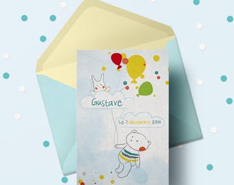 Create an illustration for a birth announcement, wedding, baptism, birthday...