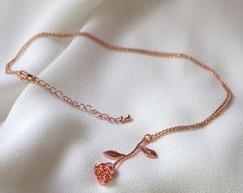 Belle Rose Necklace, Beauty And The Beast Rose Necklace, Minimalist Necklace, Best Friend, Birthday, Friendship, Jewelry, Gifts - 17M04N