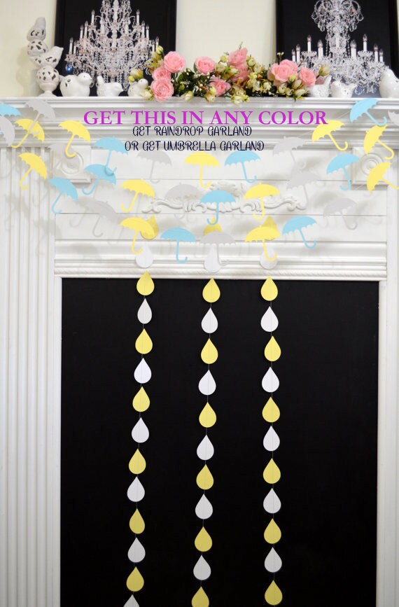 Umbrella Raindrop garland baby shower bridal shower decor