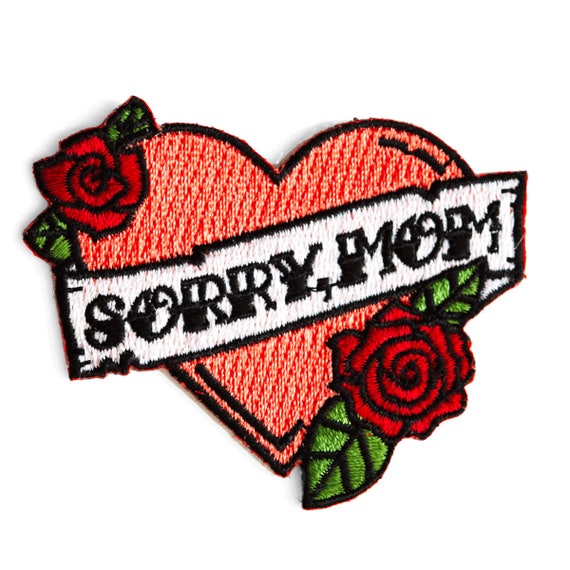 sorry mom sweatpants black and red