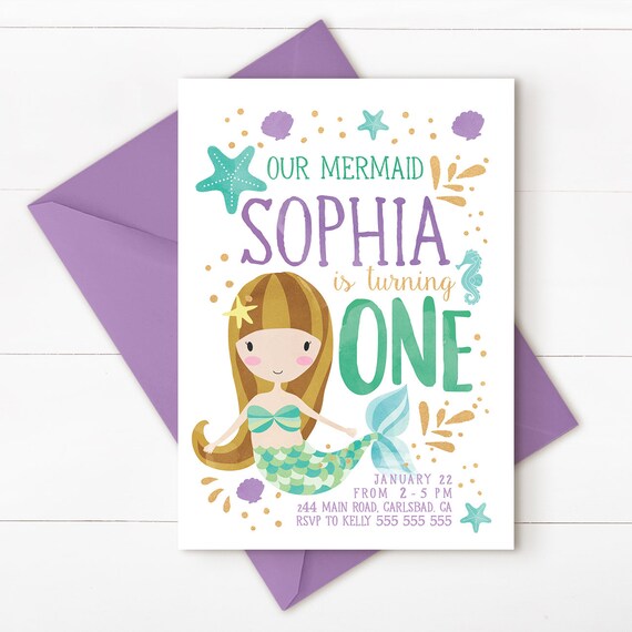 Mermaid Invitation Mermaid Birthday Invitation Teal Purple Gold Sparkle Mermaid Invitation Under The Sea Invitation Mermaid Birthday Party Il_570xn
